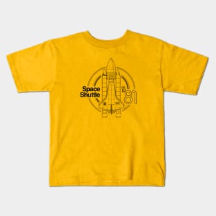 Space Shuttle Retro Black Outline Kids T-Shirt